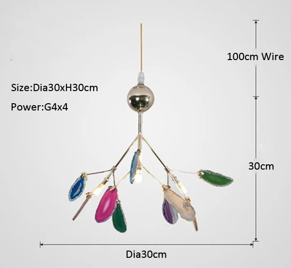 LED agate chandelier blue/green/purple/pink romantic chandelier