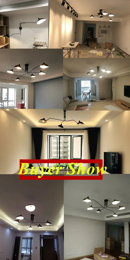 Mouille Ceiling Lamp Nordic Spider Pendant Light Multi 3/6heads for Living Room Bedroom Black Luminaire Home Decor