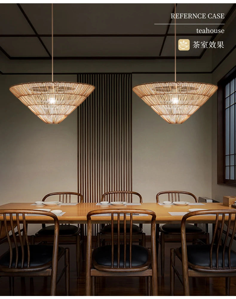 Nordic Umbrella Rattan Pendant Light Wabi sabi pendant lamp