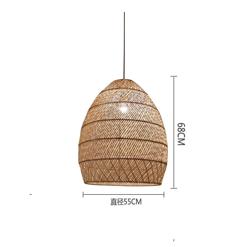 Natural Rattan wicker hanging lamp Chinese Style suspension