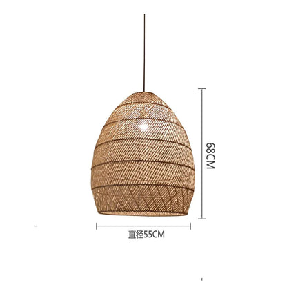 Natural Rattan wicker hanging lamp Chinese Style suspension