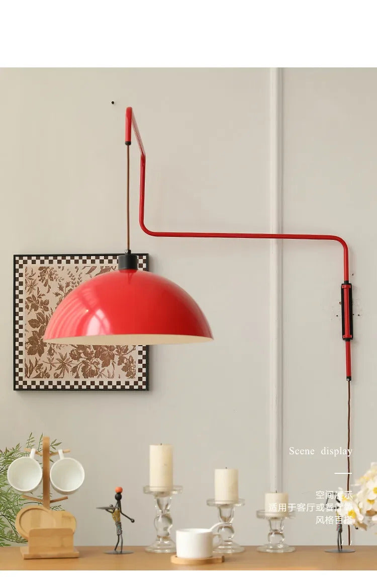 Red Rocker Chandelier Modern Folding Retractable Wall Lamp Long Arm Chandelier