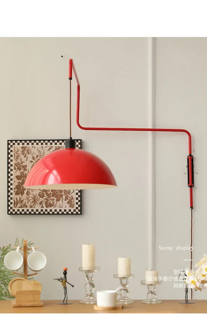 Red Rocker Chandelier Modern Folding Retractable Wall Lamp Long Arm Chandelier