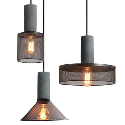 Industrial Concrete Pendant Light Home Decoration Chandelier Fixture Iron Shade Cement Hanging Lamp