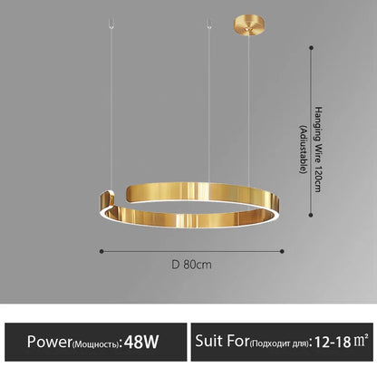 Nordic Led Ring Chandelier Modern Design Rose Gold Black White and Gold Lamp