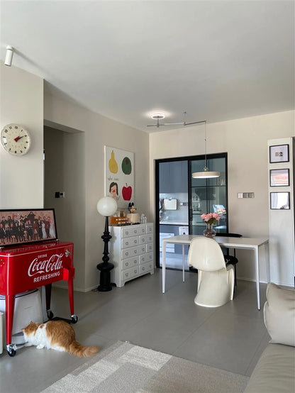 French Flying Saucer Pendant Light Creative Design Extendable Rotating Long Pole Lamp