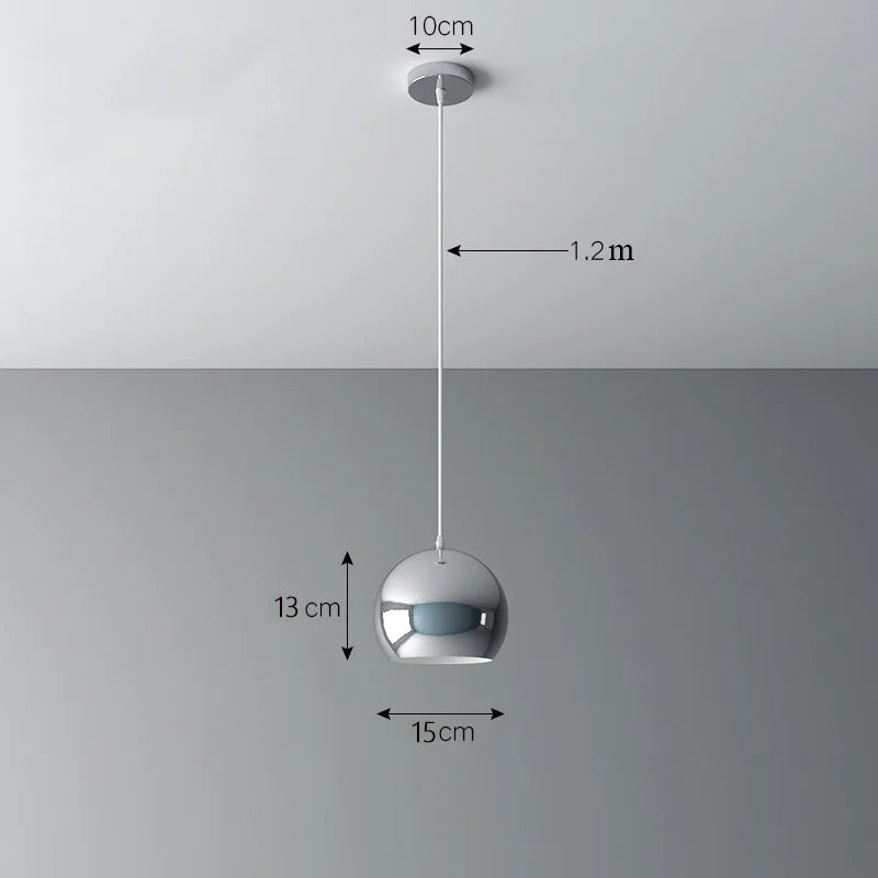 Nordic Plating Sliver Globe Ball Mirror Pendant Lights E27 Iron Hanging Lamp