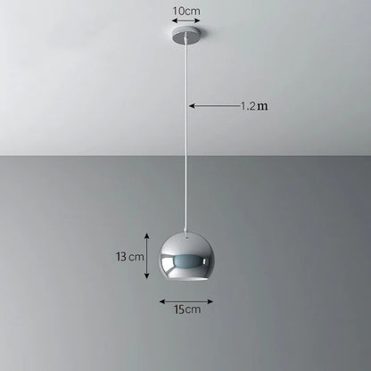 Nordic Plating Sliver Globe Ball Mirror Pendant Lights E27 Iron Hanging Lamp