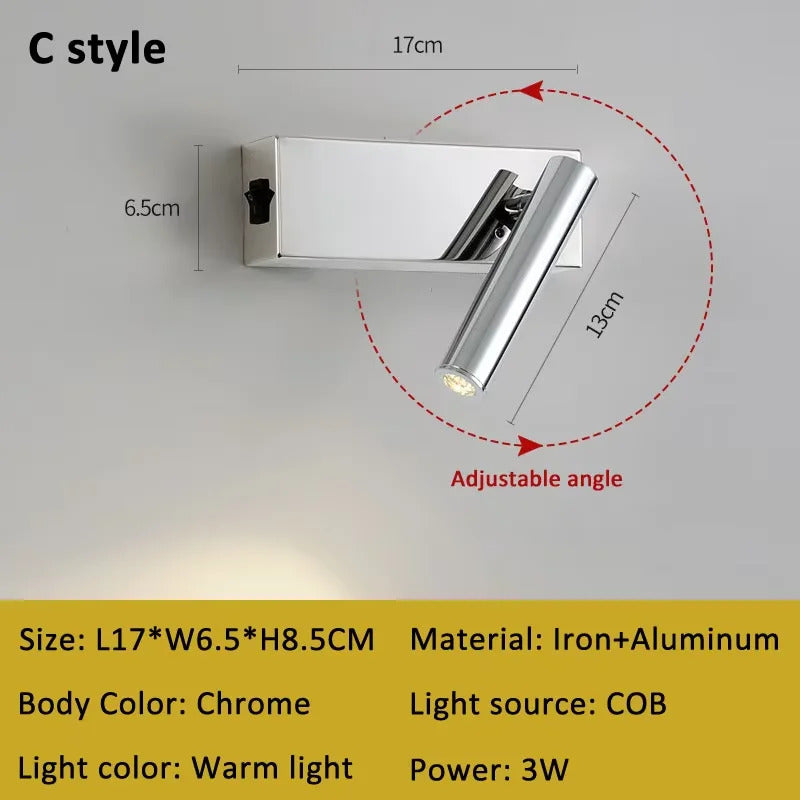 Modern Bauhaus silver small wall lamp Nordic simple bedroom bedside wall light