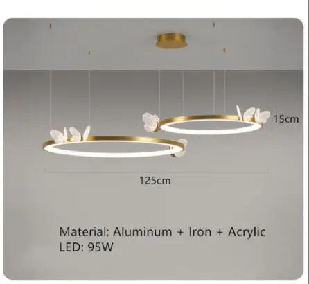 Nordic ring pendant light Acrylic butterfly lights Creative Gold luxury pendant light