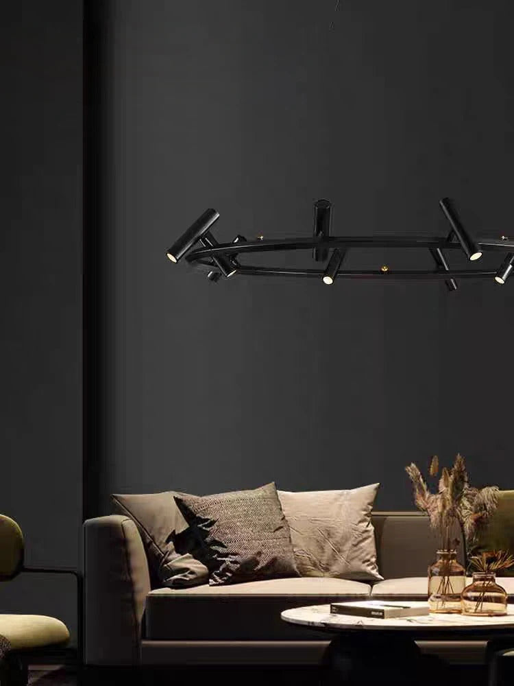 Nordic ring Chandelier balck Metal adjustable spot lamp living room Dining Room Kitchen Indoor Lighting led round Pendant light