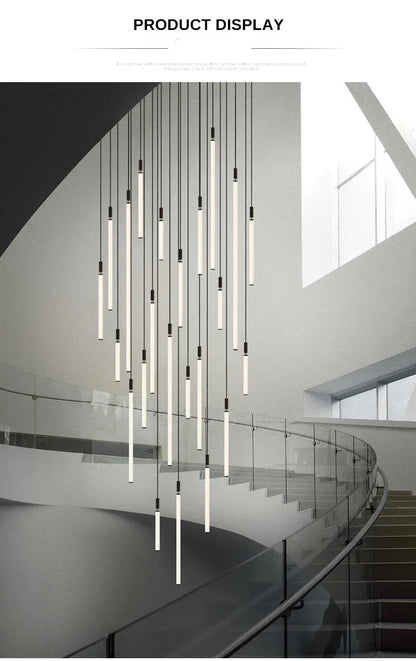 Nordic Staircase strip Pendant Light Modern Minimalist long line Villa Loft bedside Hanging Lamp