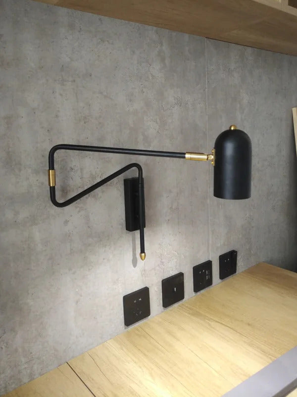 Nordic Long arm Wall lamp Art design Adjustable Wall light gold black swing sconce