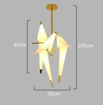 Perch Light Chandeliers designer bird lamps For Restaurant Children's Room paper cranes origami lamp bedroom room Swing light