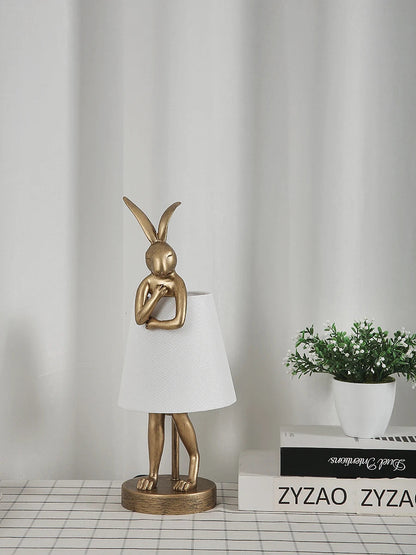Nordic LED rabbit table lamp Designer resin rabbit desk lamp for study bedroom children's room reading led light bedside lamp