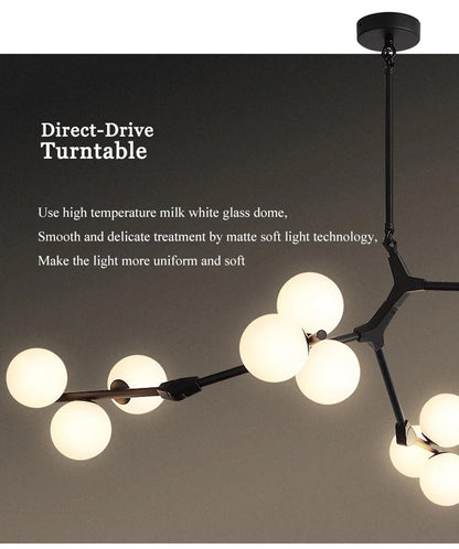 Nordic tree branch ball chandelier Modern white glass ball Led Pendant lights