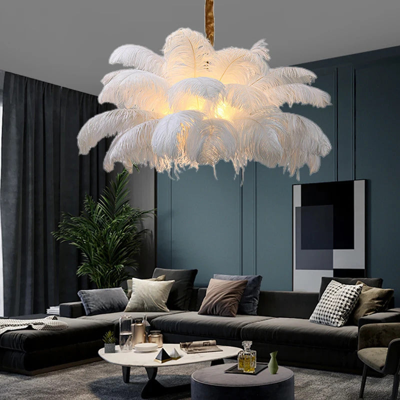 Ostrich Feather Chandelier Decor hall light