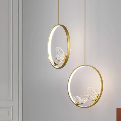 Nordic ring pendant light Acrylic butterfly lights Creative Gold luxury pendant light