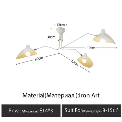 Designer Spider Serge Mouille Ceiling Lamp Black Industrial Ceiling Chandelier