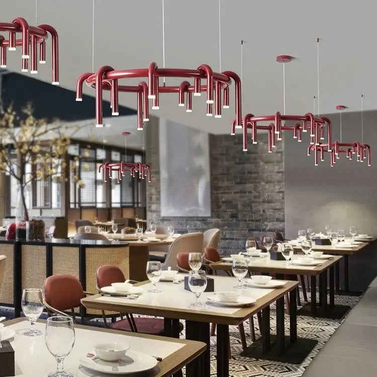 Nordic U-shaped Pendant lamp water pipe long strip Chandelier