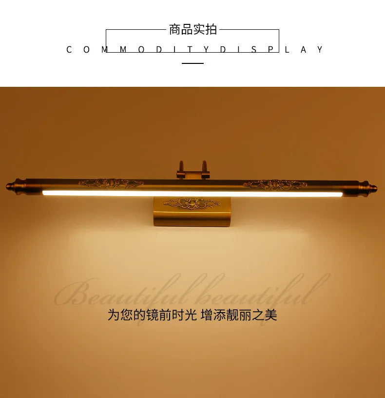 Europe Retro LED Mirror wall lamp Luxury gold bathroom cabinet mirror Headlight