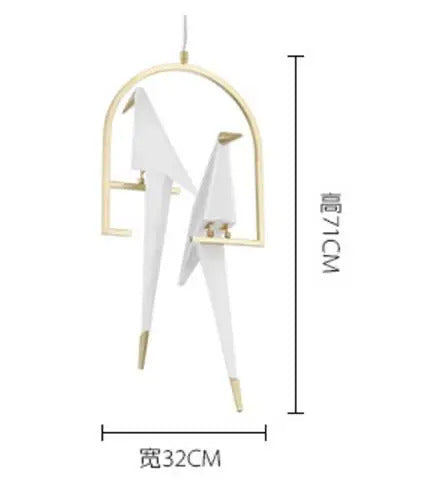 Perch Light Chandeliers designer bird lamps For Restaurant Children's Room paper cranes origami lamp bedroom room Swing light