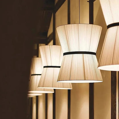 Wabi Sabi White Fabric Pendant Lamp Nordic Restaurant Decoration Cloth Chandelier