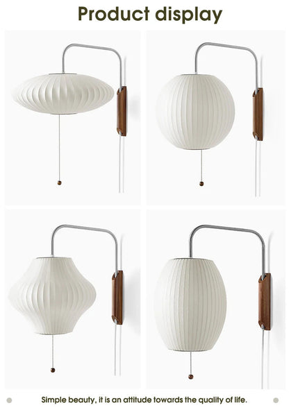 Nordic minimalist milk white wall lamp Danish designer Hand Woven Silk table light