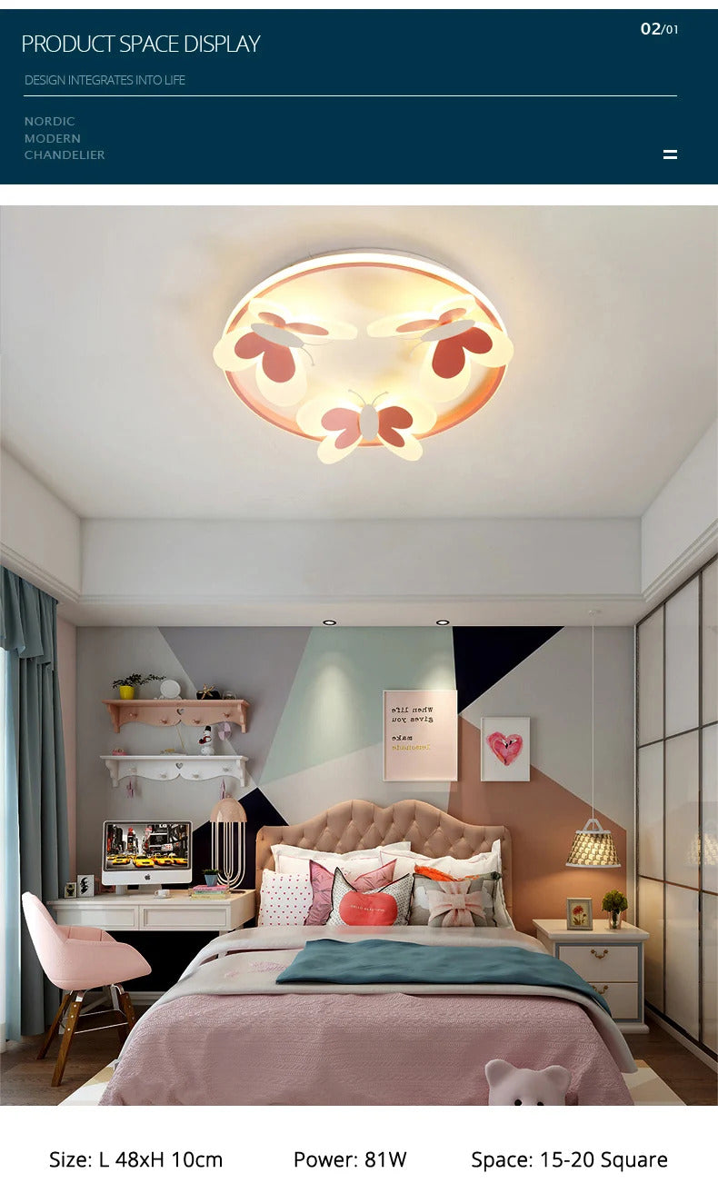 Butterfly ceiling lamp Children Room Indoor bedroom lamp