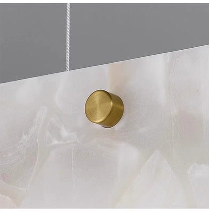 Luxury Linear Pendant Light LED Minimalist Natural Marble Chandelier Hanging Ceiling Fixtures for Kitchen Island Dining Room Bar