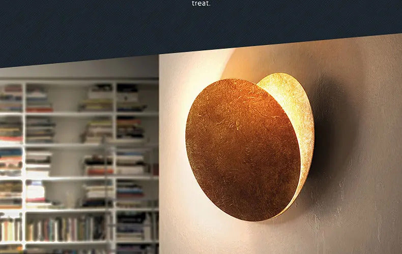 Modern Texture Designer round Wall Lamp Rotatable Black Gold round Sconce light