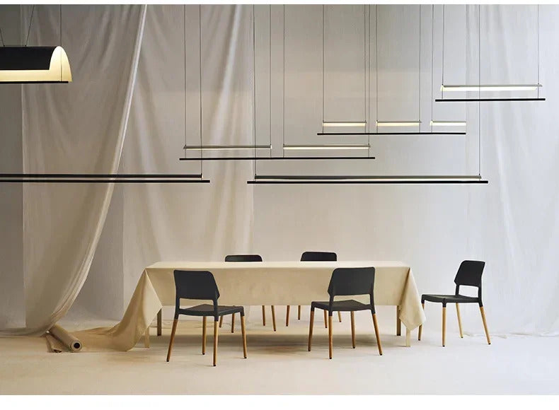 Nordic minimalist Linear Chandelier Modern black white industrial long Pendant Lamp