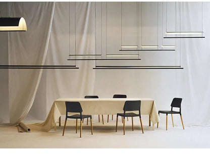 Nordic minimalist Linear Chandelier Modern black white industrial long Pendant Lamp