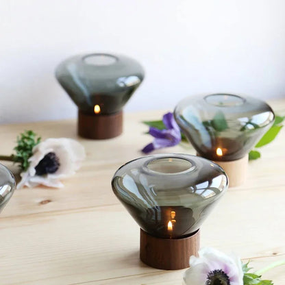 Muffins Table Light Creative Wood Lamp Art Deco amber grey Glass lamp Living Room Restaurant Hotel Bedroom beside Corner Lamp