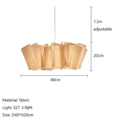 Nordic Linen Pleated Pendant lamp Vintage Wabi Sabi Wind Pendant light