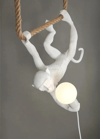 Resin chameleon pendant light Retro Hemp Rope Monkey Pendant Lamp