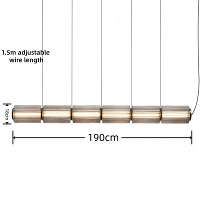 Restaurant Long Stripe Pendant Light Smoke Gray Glass Lampshade Nordic Led Hanging Light Living Dining Room Decor Pendant Lamp