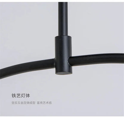 Nordic Iron geometric Line Pendant lamp Black Gold Iron U Line Chandelier