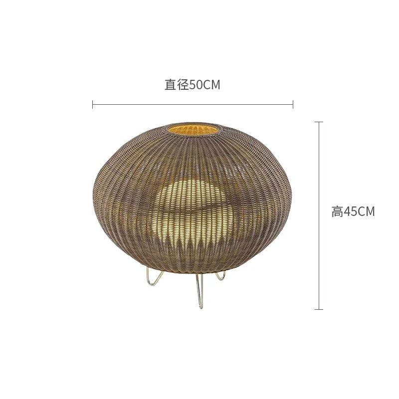 Natural handmade rattan floor lamp Japanese Outdoor waterproof Garden standing lamp