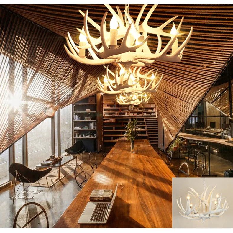 Rustic chandelier industrial wind lamps restaurant Internet cafe decoration antler lamp