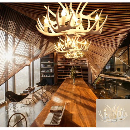Rustic chandelier industrial wind lamps restaurant Internet cafe decoration antler lamp
