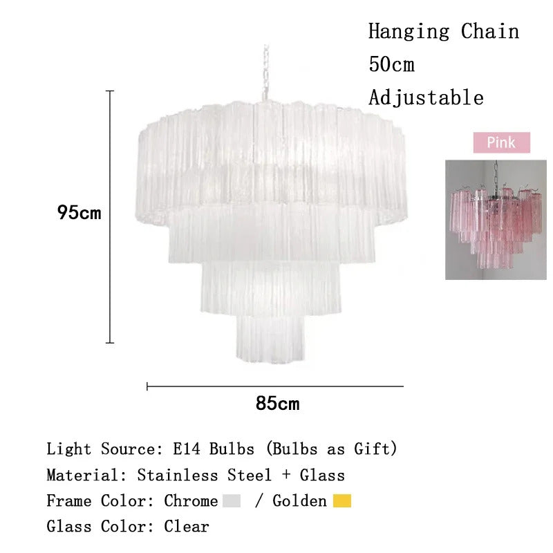 Modern Pink Glass Chandelier Designer Texture Glass Chandelie