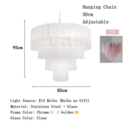 Modern Pink Glass Chandelier Designer Texture Glass Chandelie