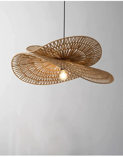Wabi Sabi Rattan Chandelier Retro LED Weaving Pendant Lamp