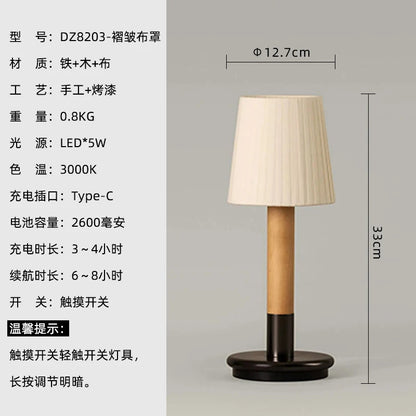 Spanish Creative Retro Nostalgic Rechargeable Table Lights LED Restaurant Bar Counter Bedroom Bedside Fabric Nighting Desk Lamps