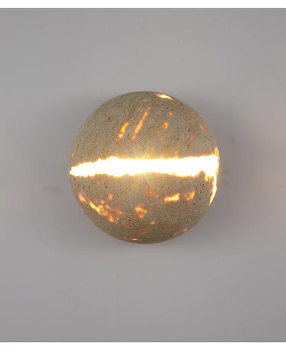 Natural Stone globe wall lamp Yellow cave stone Retro Art sconce Light
