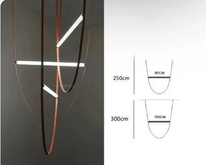 Duplex Leather Chandelier Restaurant staircase chandelier