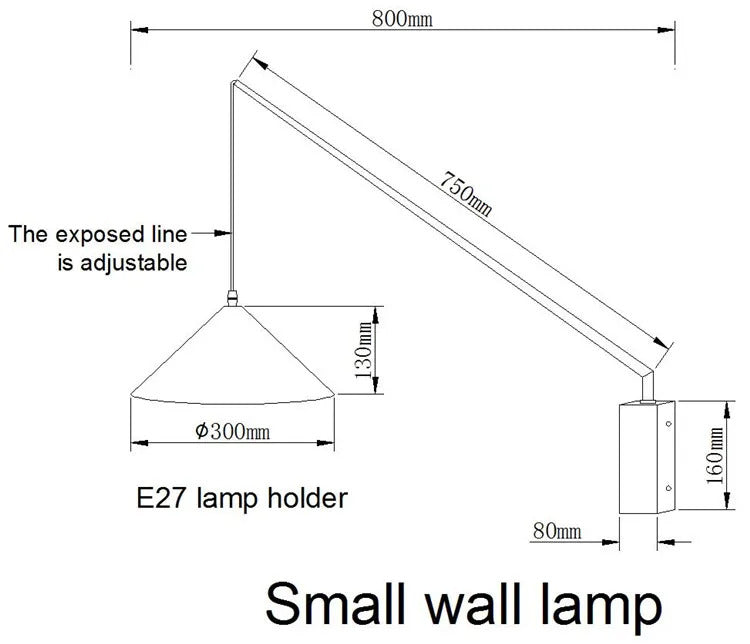 Nordic black Fishing simple Wall lamp Swing long Arm wall light loft sconce lighting