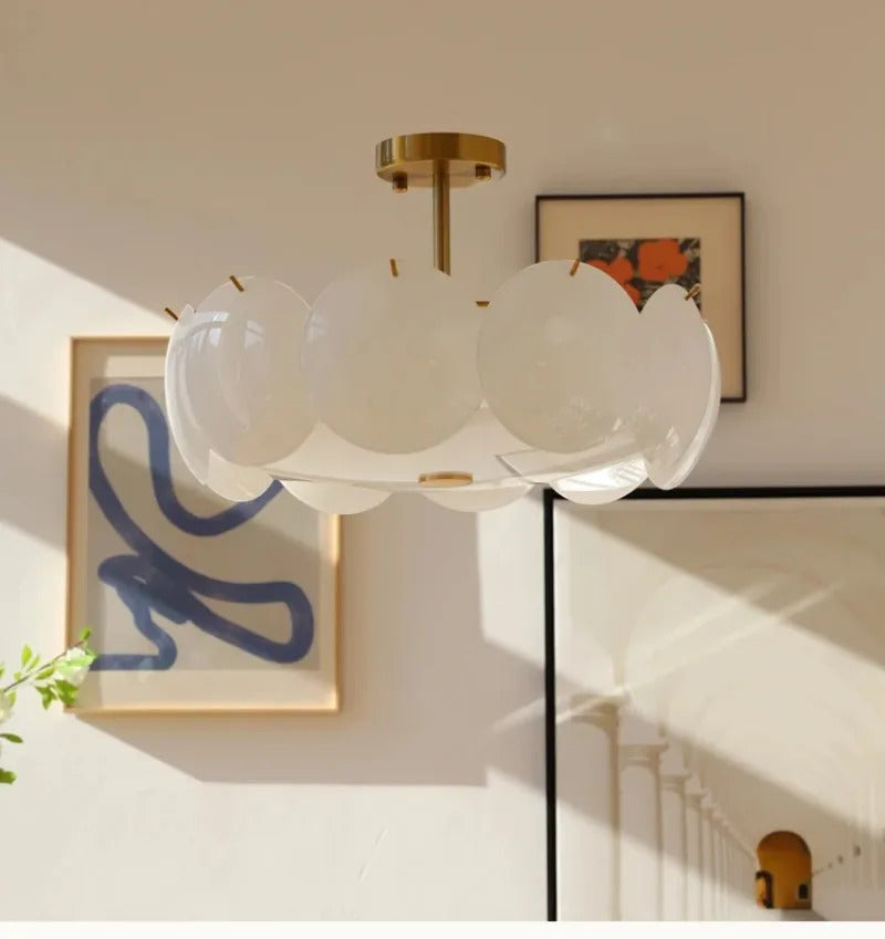 Glass Ceiling Light  Modern Cream White Ceiling Dining Room Bedroom Light
