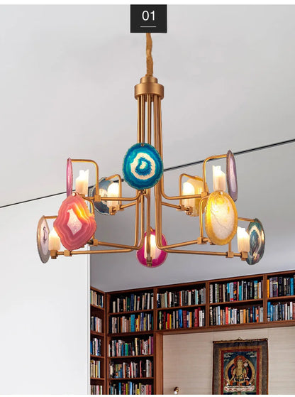 Two Tier Agate Nordic creative chandelier post-modern art deco lamp